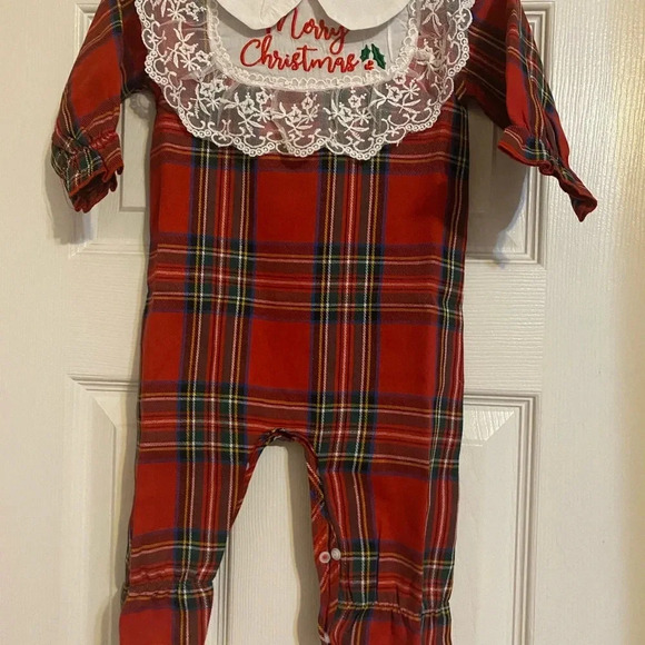 New Christmas Tartan Plaid Romper - Picture 5 of 8